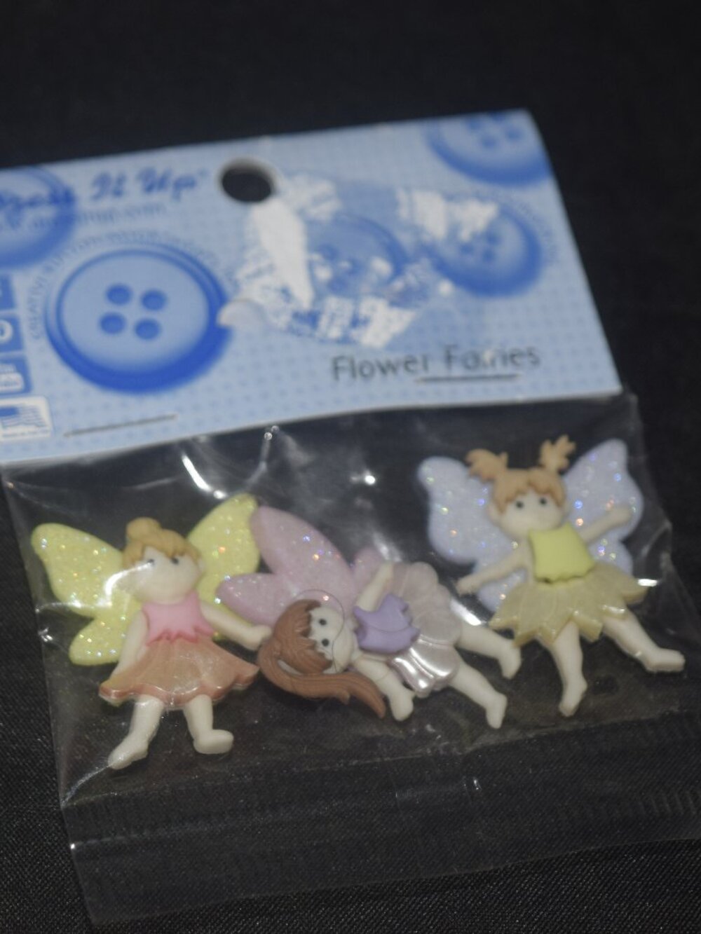 Dress It Up Flower Fairies Novelty Buttons – 3pc Set – Fairy Garden